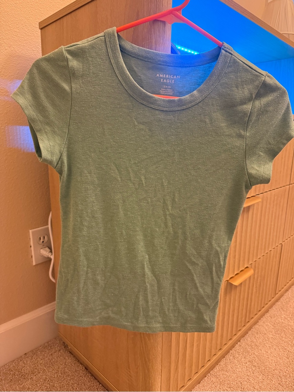 American Eagle Outfitters Girls' Heather Green Short Sleeve Tee